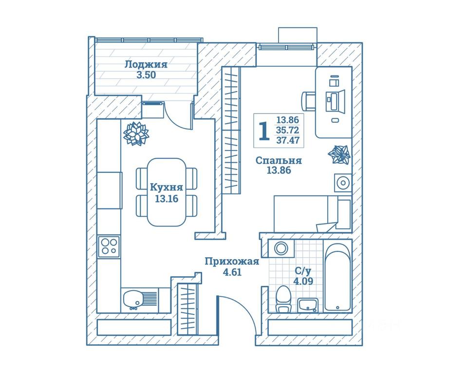 Apartment Sale, 37.7平方米 at Novograd Monino, ulitsa Alksnisa, rabochiy posyolok Monino, Shchyolkovo Urban District, Moscow Region, Russia #1