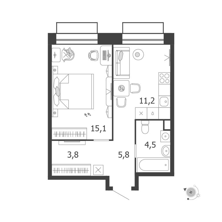 1-BD Apartment Sale, 39.7 sq. m. at Shagal, Автозаводская улица, 23, Москва, Россия #1 1-BD Apartment Sale, 39.7 sq. m. at Shagal, Автозаводская улица, 23, Москва, Россия #1