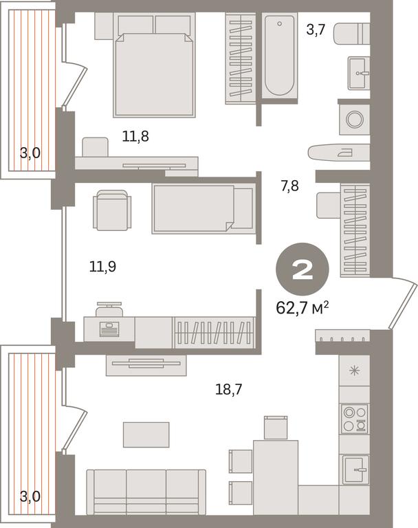 2-BD Apartment Sale, 62.7 sq. m. at Pervy kvartal, Kalinovaya ulitsa, derevnya Sapronovo, Leninskiy City District, Moscow Region, Russia #1 2-BD Apartment Sale, 62.7 sq. m. at Pervy kvartal, Kalinovaya ulitsa, derevnya Sapronovo, Leninskiy City District, Moscow Region, Russia #1