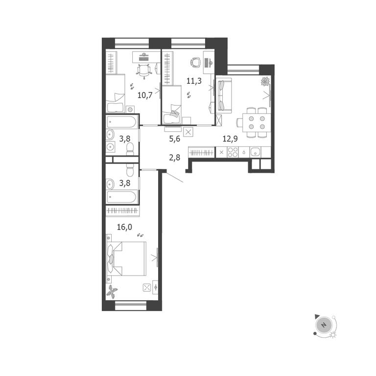 Продажа 3-комн. квартиры, 66,9 м² в ЖК «Шагал (Shagal)», Автозаводская улица, 23, Москва, Россия #1 Продажа 3-комн. квартиры, 66,9 м² в ЖК «Шагал (Shagal)», Автозаводская улица, 23, Москва, Россия #1