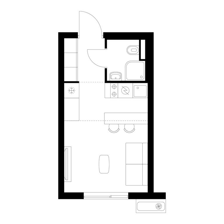 Apartment Sale, 19.9 sq. m. at Vostochnoe Butovo, Krymskaya Street, 13, rabochiy posyolok Bobrovo, Leninskiy City District, Moscow Region, Russia #1