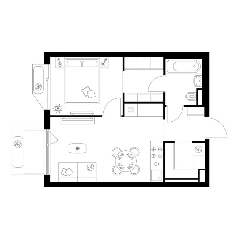 1-BD Apartment Sale, 39.4 sq. m. at Altufevskoe 53, Алтуфьевское шоссе, 53с11, Москва, Россия #1