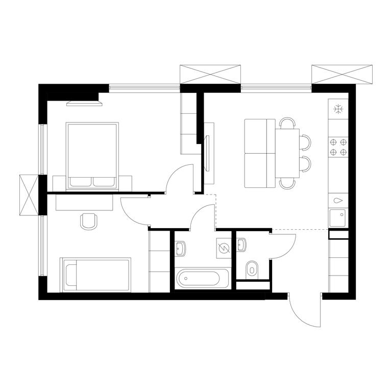 2-BD Apartment Sale, 49.3平方米 at Yauza Park, ulitsa Kolontsova, 4, Mytischi, Moscow Region, Russia #1