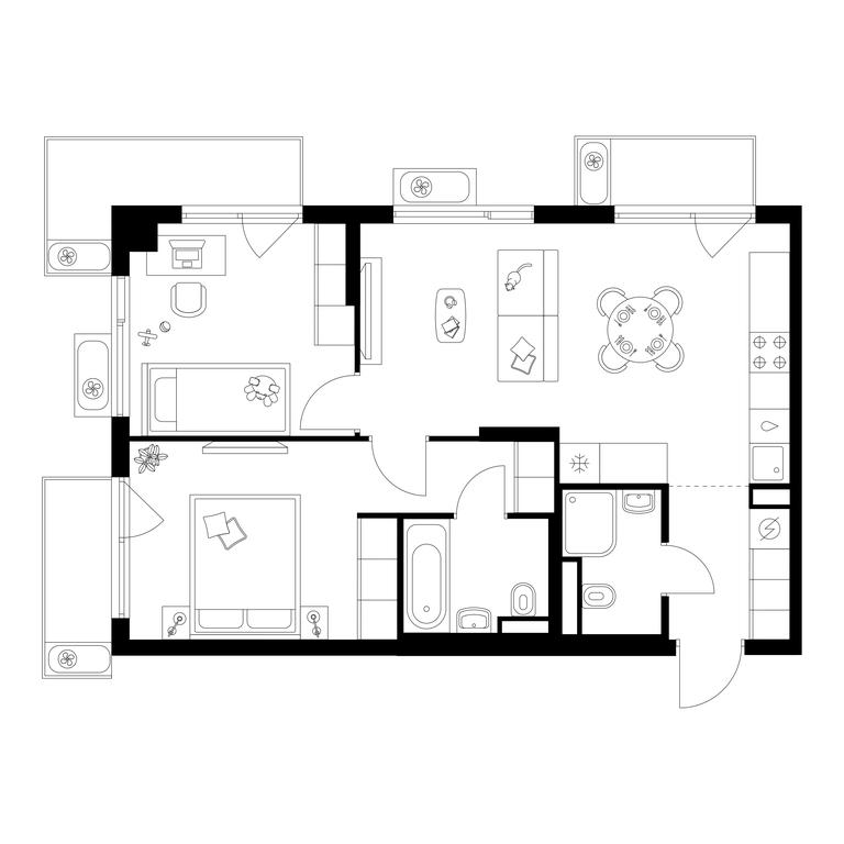2-BD Apartment Sale, 59.7 sq. m. at Altufevskoe 53, Алтуфьевское шоссе, 53с11, Москва, Россия #1 2-BD Apartment Sale, 59.7 sq. m. at Altufevskoe 53, Алтуфьевское шоссе, 53с11, Москва, Россия #1
