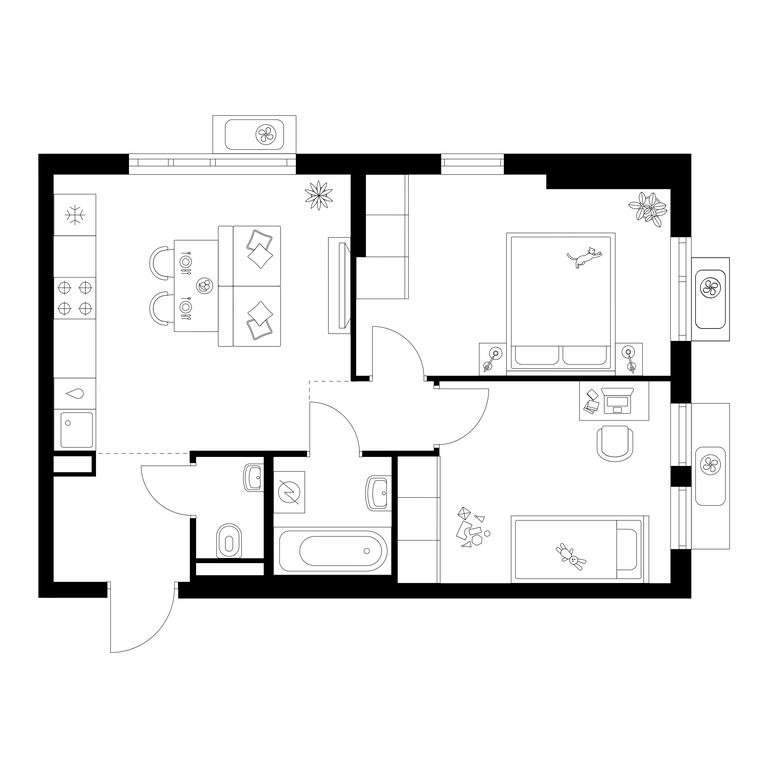 2-BD Apartment Sale, 49.4平方米 at Yaroslavskij kvartal, Yaroslavskiy Drive, 116, Korolyov, Moscow Region, Russia #1