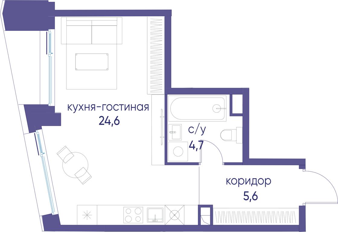 Apartment Sale, 34.9 sq. m. at Ostrov, Nizhnye Mnyovniki Street, 37Ас4, Moscow, Russia #1