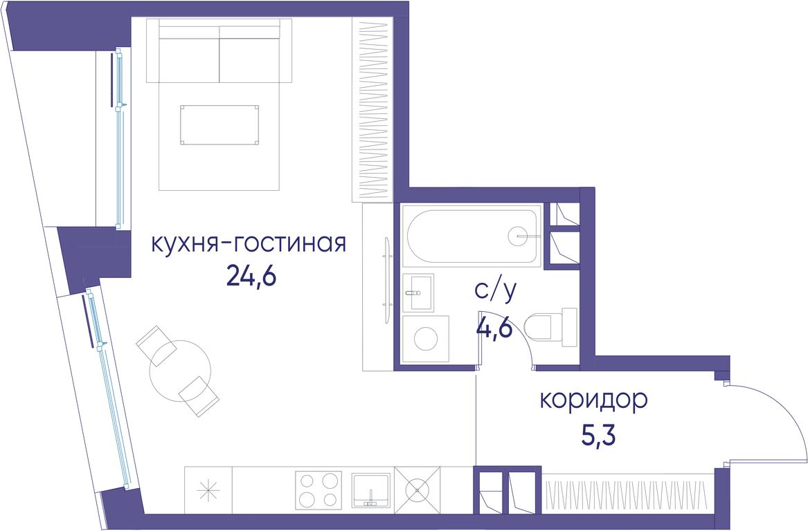 Apartment Sale, 34.5 sq. m. at Ostrov, Nizhnye Mnyovniki Street, 37Ас4, Moscow, Russia #1