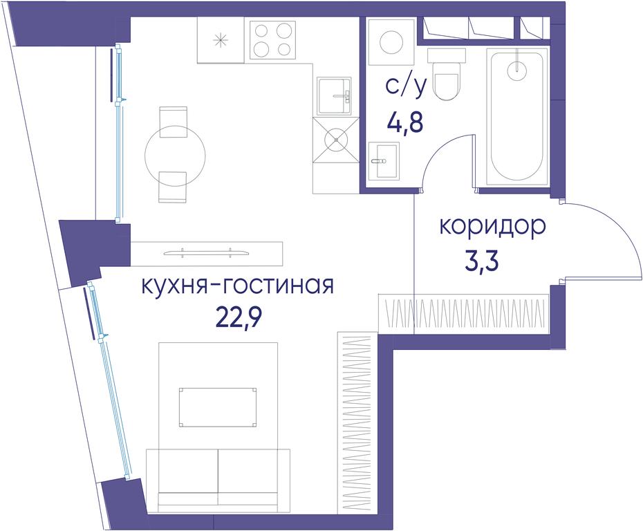 Apartment Sale, 31平方米 at Ostrov, Nizhnye Mnyovniki Street, 37Ас4, Moscow, Russia #1