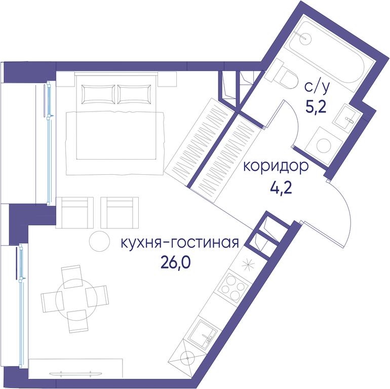 Apartment Sale, 35.4 sq. m. at Ostrov, Nizhnye Mnyovniki Street, 37Ас4, Moscow, Russia #1