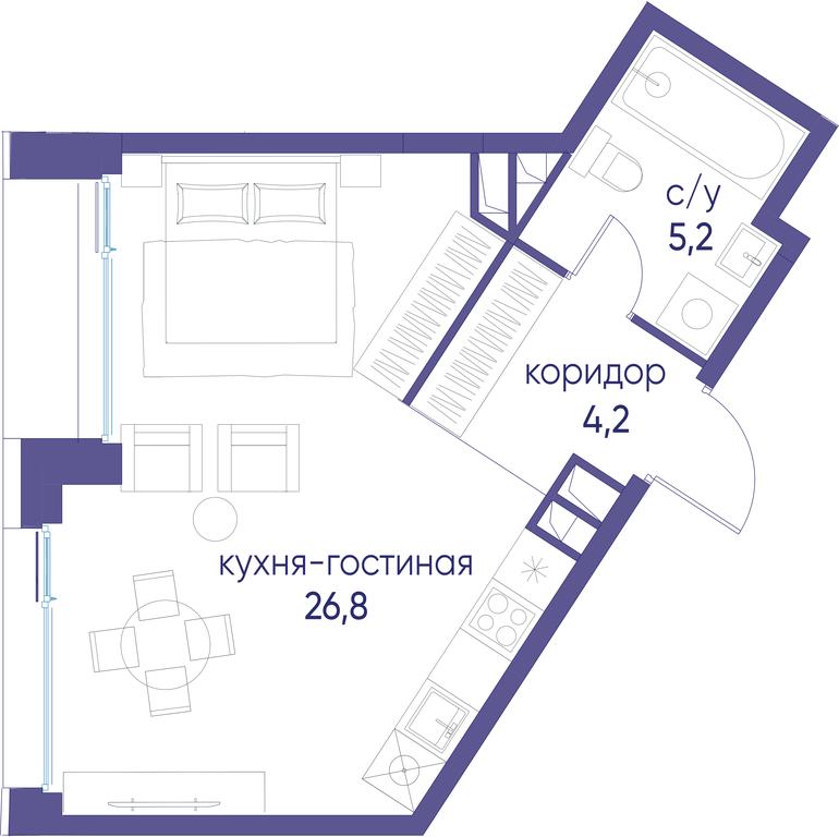 Apartment Sale, 36.2 sq. m. at Ostrov, Nizhnye Mnyovniki Street, 37Ас4, Moscow, Russia #1 Apartment Sale, 36.2 sq. m. at Ostrov, Nizhnye Mnyovniki Street, 37Ас4, Moscow, Russia #1