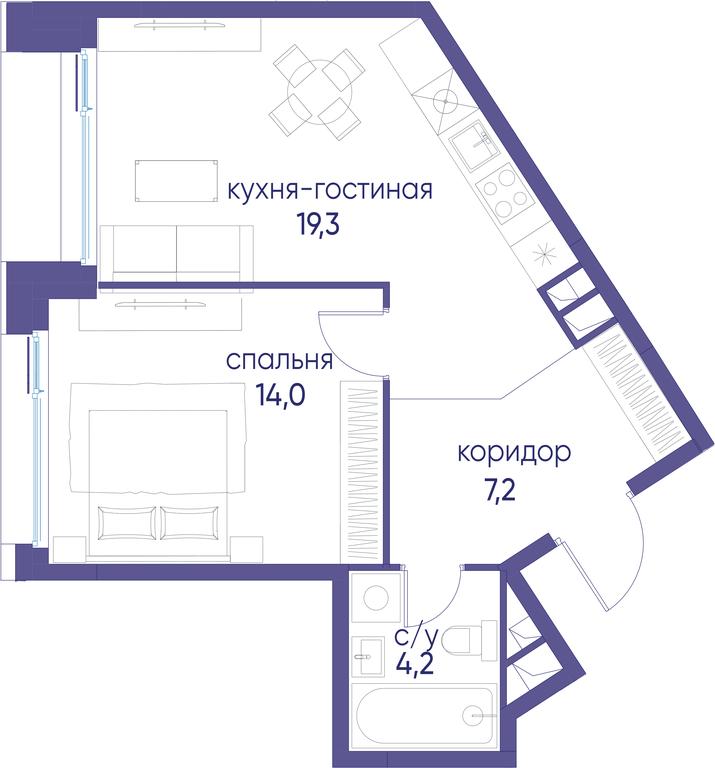 1-BD Apartment Sale, 44.7 sq. m. at Ostrov, Nizhnye Mnyovniki Street, 37Ас4, Moscow, Russia #1 1-BD Apartment Sale, 44.7 sq. m. at Ostrov, Nizhnye Mnyovniki Street, 37Ас4, Moscow, Russia #1
