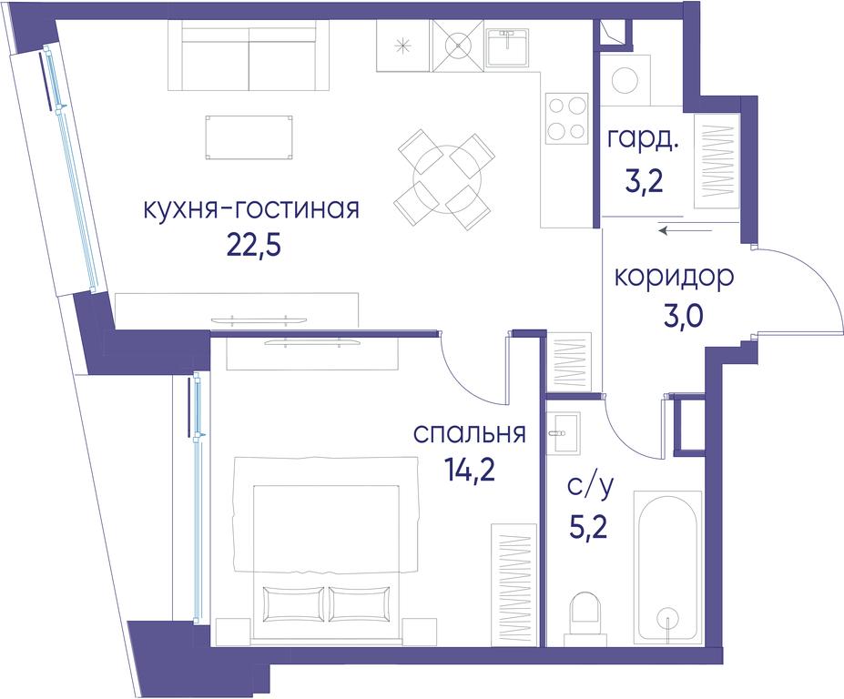 1-BD Apartment Sale, 48.1 sq. m. at Ostrov, Nizhnye Mnyovniki Street, 37Ас4, Moscow, Russia #1 1-BD Apartment Sale, 48.1 sq. m. at Ostrov, Nizhnye Mnyovniki Street, 37Ас4, Moscow, Russia #1