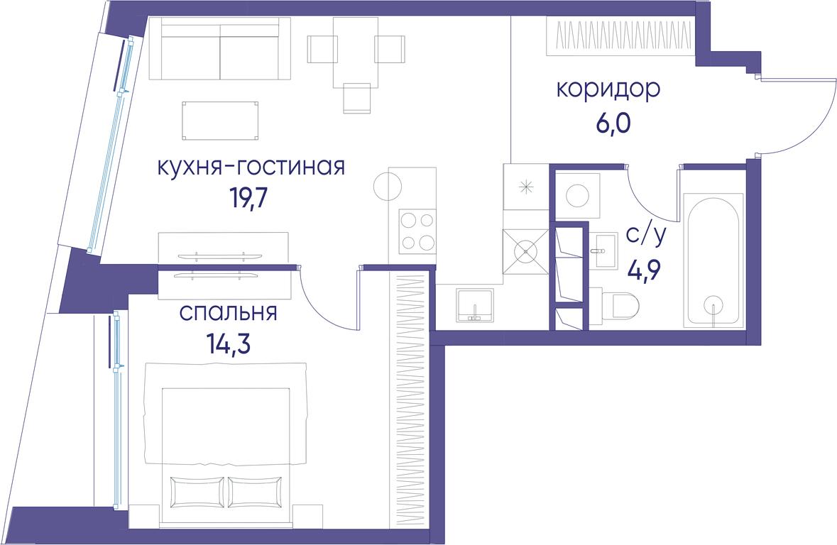 1-BD Apartment Sale, 44.9平方米 at Ostrov, Nizhnye Mnyovniki Street, 37Ас4, Moscow, Russia #1 1-BD Apartment Sale, 44.9平方米 at Ostrov, Nizhnye Mnyovniki Street, 37Ас4, Moscow, Russia #1