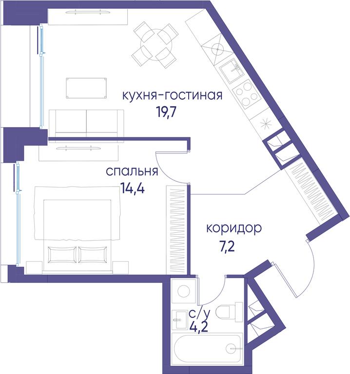 1-BD Apartment Sale, 45.5 sq. m. at Ostrov, Nizhnye Mnyovniki Street, 37Ас4, Moscow, Russia #1 1-BD Apartment Sale, 45.5 sq. m. at Ostrov, Nizhnye Mnyovniki Street, 37Ас4, Moscow, Russia #1