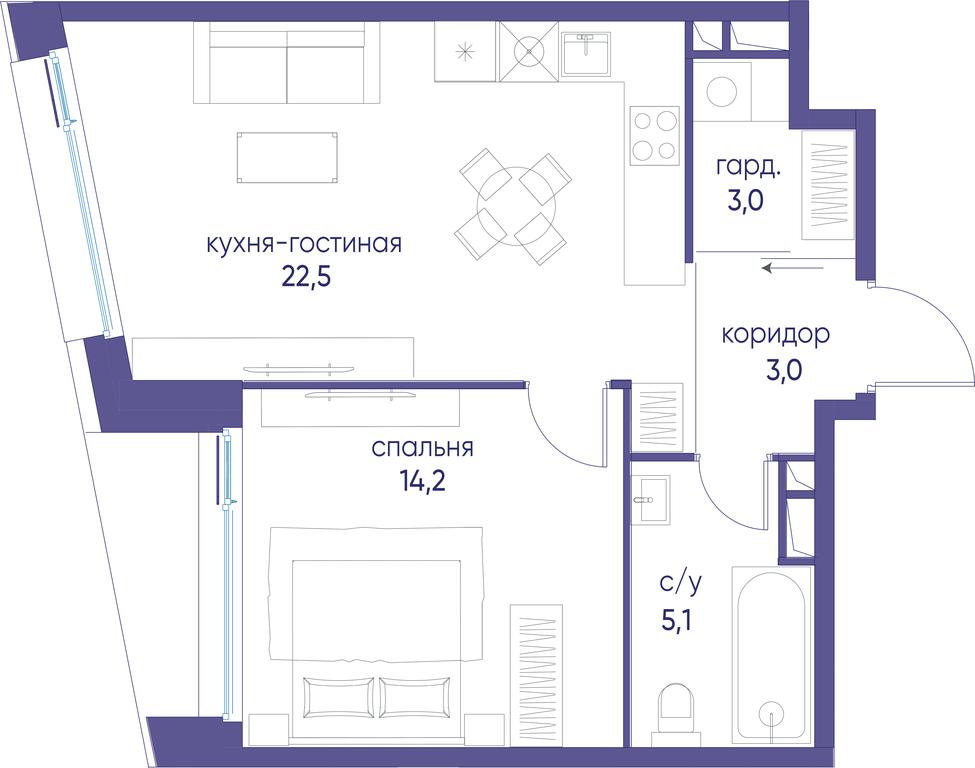 1-BD Apartment Sale, 47.8平方米 at Ostrov, Nizhnye Mnyovniki Street, 37Ас4, Moscow, Russia #1 1-BD Apartment Sale, 47.8平方米 at Ostrov, Nizhnye Mnyovniki Street, 37Ас4, Moscow, Russia #1