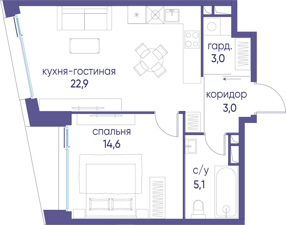 1-BD Apartment Sale, 48.6平方米 at Ostrov, Nizhnye Mnyovniki Street, 37Ас4, Moscow, Russia #1 1-BD Apartment Sale, 48.6平方米 at Ostrov, Nizhnye Mnyovniki Street, 37Ас4, Moscow, Russia #1