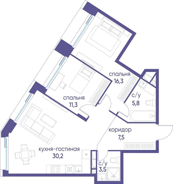 2-BD Apartment Sale, 74.6平方米 at Ostrov, Nizhnye Mnyovniki Street, 37Ас4, Moscow, Russia #1 2-BD Apartment Sale, 74.6平方米 at Ostrov, Nizhnye Mnyovniki Street, 37Ас4, Moscow, Russia #1