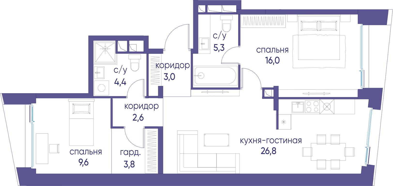 2-BD Apartment Sale, 72.7 sq. m. at Ostrov, Nizhnye Mnyovniki Street, 37Ас4, Moscow, Russia #1 2-BD Apartment Sale, 72.7 sq. m. at Ostrov, Nizhnye Mnyovniki Street, 37Ас4, Moscow, Russia #1
