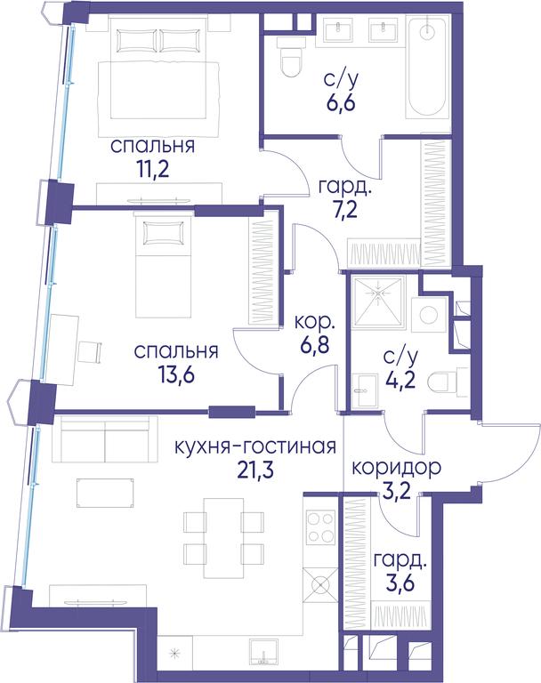 2-BD Apartment Sale, 74平方米 at Ostrov, Nizhnye Mnyovniki Street, 37Ас4, Moscow, Russia #1 2-BD Apartment Sale, 74平方米 at Ostrov, Nizhnye Mnyovniki Street, 37Ас4, Moscow, Russia #1