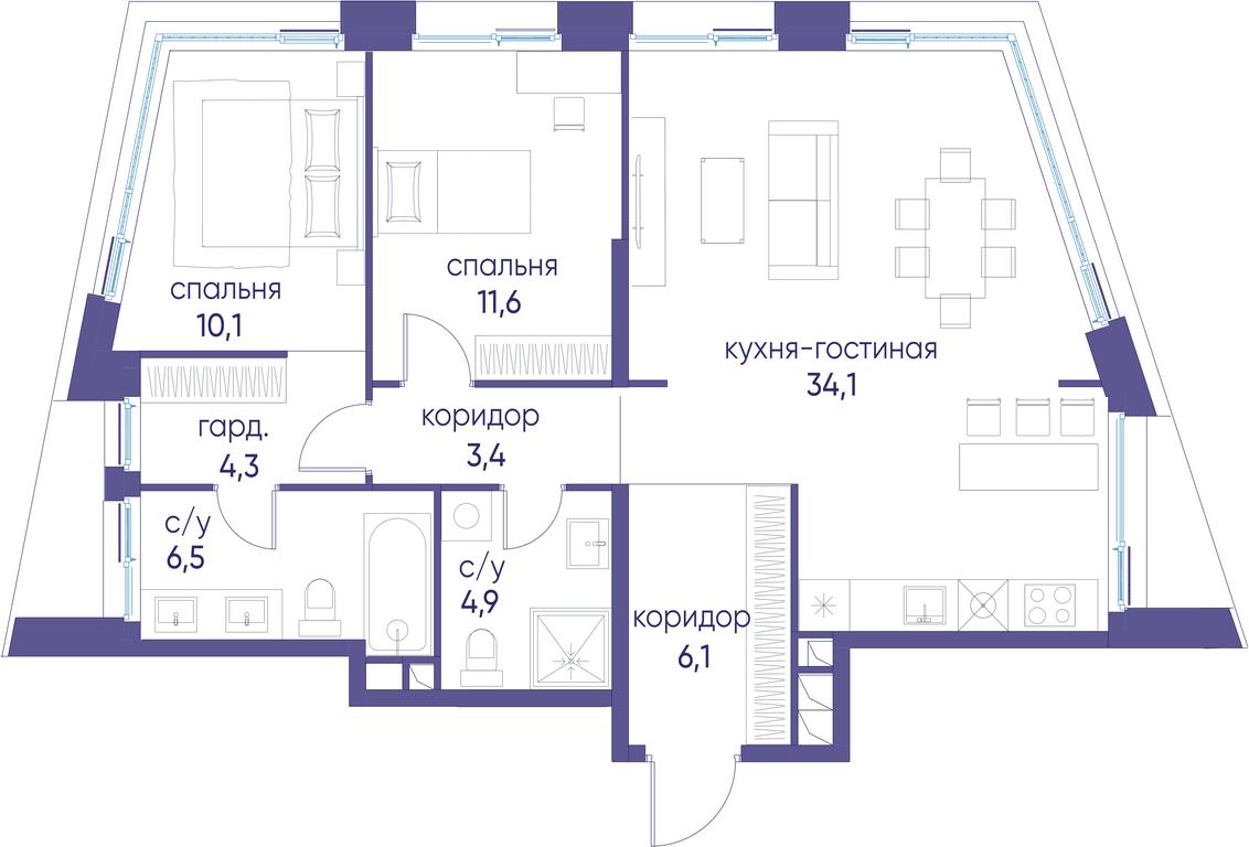 2-BD Apartment Sale, 81 sq. m. at Ostrov, Nizhnye Mnyovniki Street, 37Ас4, Moscow, Russia #1 2-BD Apartment Sale, 81 sq. m. at Ostrov, Nizhnye Mnyovniki Street, 37Ас4, Moscow, Russia #1