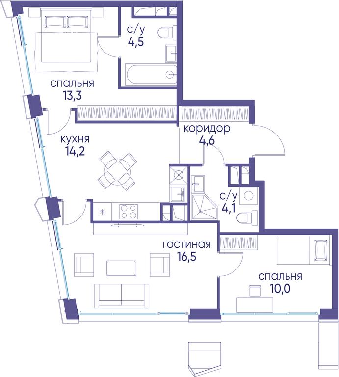 3-BD Apartment Sale, 67.2 sq. m. at Ostrov, Nizhnye Mnyovniki Street, 37Ас4, Moscow, Russia #1 3-BD Apartment Sale, 67.2 sq. m. at Ostrov, Nizhnye Mnyovniki Street, 37Ас4, Moscow, Russia #1
