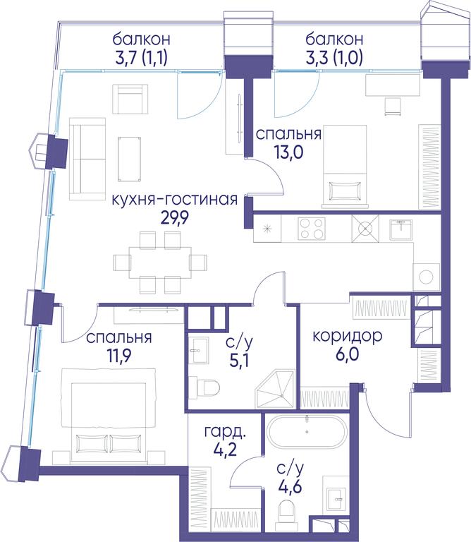2-BD Apartment Sale, 76.8平方米 at Ostrov, Nizhnye Mnyovniki Street, 37Ас4, Moscow, Russia #1 2-BD Apartment Sale, 76.8平方米 at Ostrov, Nizhnye Mnyovniki Street, 37Ас4, Moscow, Russia #1