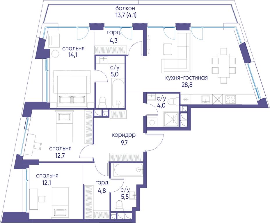 3-BD Apartment Sale, 105.1平方米 at Ostrov, Nizhnye Mnyovniki Street, 37Ас4, Moscow, Russia #1 3-BD Apartment Sale, 105.1平方米 at Ostrov, Nizhnye Mnyovniki Street, 37Ас4, Moscow, Russia #1