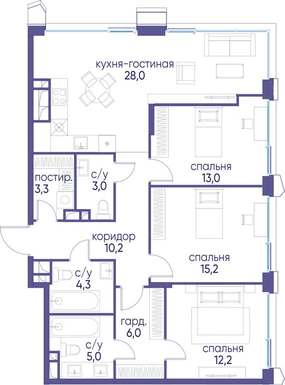 3-BD Apartment Sale, 100.2 sq. m. at Ostrov, Nizhnye Mnyovniki Street, 37Ас4, Moscow, Russia #1 3-BD Apartment Sale, 100.2 sq. m. at Ostrov, Nizhnye Mnyovniki Street, 37Ас4, Moscow, Russia #1