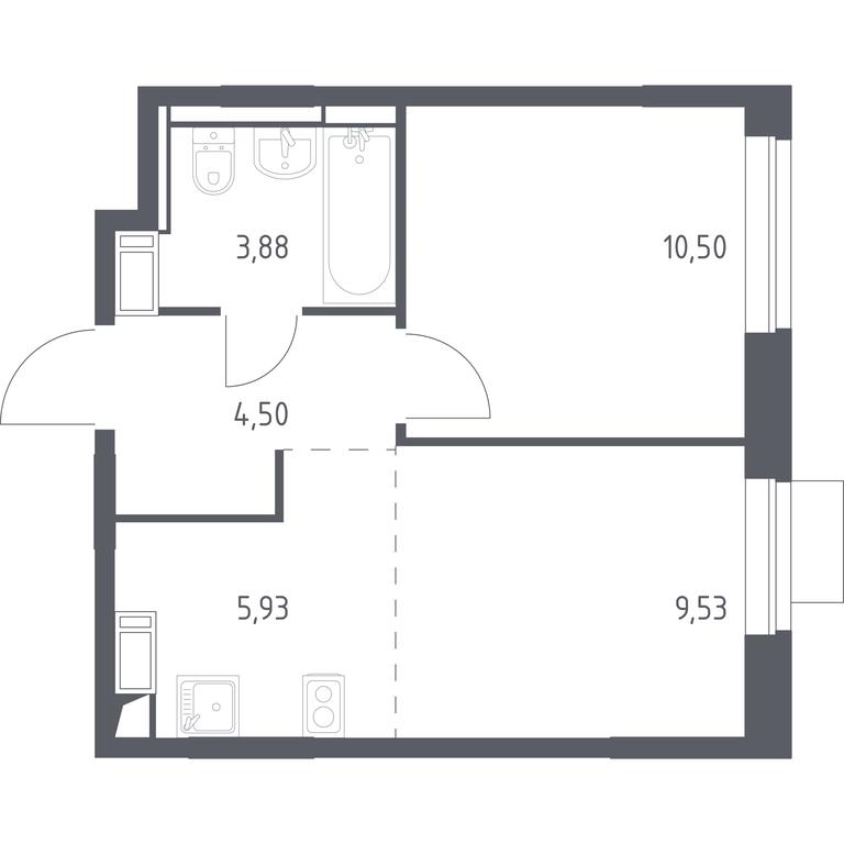 Apartment Sale, 34.34平方米 at Piatnitskie Luga, Pyatnitskoye Highway, 2, derevnya Yurlovo, Solnechnogorsk City District, Moscow Region, Russia #1