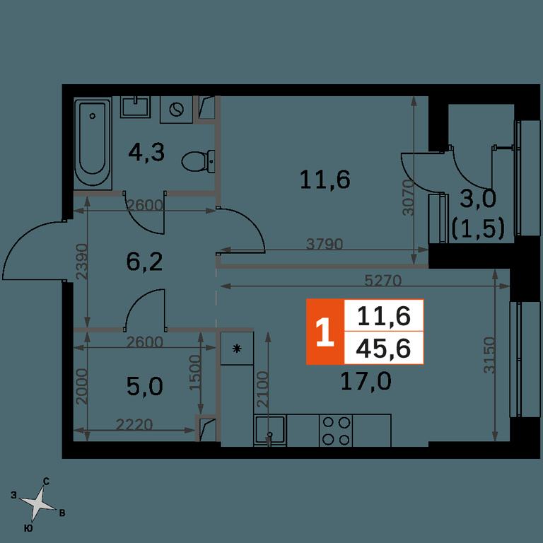 1-BD Apartment Sale, 45.6平方米 at Sky Garden, Stroitelny Drive, 9с6, Moscow, Russia #2 1-BD Apartment Sale, 45.6平方米 at Sky Garden, Stroitelny Drive, 9с6, Moscow, Russia #2