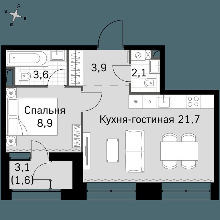 1-BD Apartment Sale, 41.8 sq. m. at Sky Garden, Stroitelny Drive, 9с6, Moscow, Russia #1
