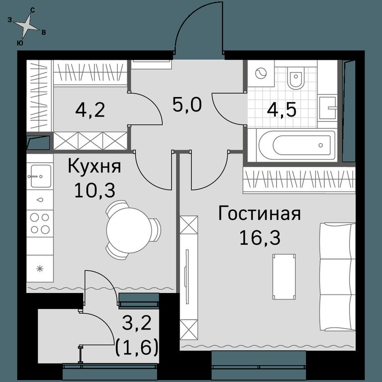 1-BD Apartment Sale, 41.9 sq. m. at Sky Garden, Stroitelny Drive, 9с6, Moscow, Russia #1