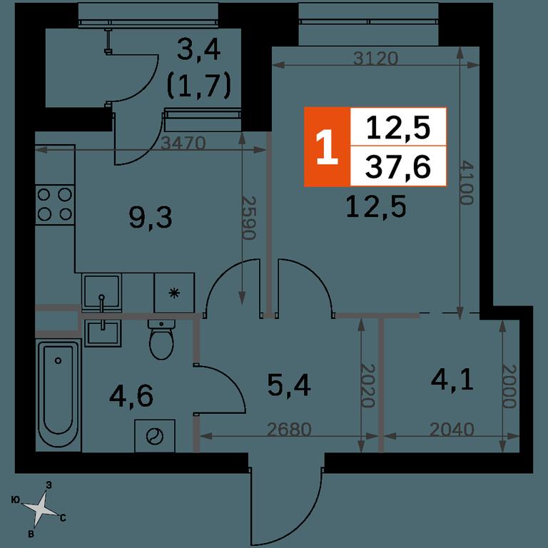 1-BD Apartment Sale, 37.6 sq. m. at Sky Garden, Stroitelny Drive, 9с6, Moscow, Russia #2 1-BD Apartment Sale, 37.6 sq. m. at Sky Garden, Stroitelny Drive, 9с6, Moscow, Russia #2