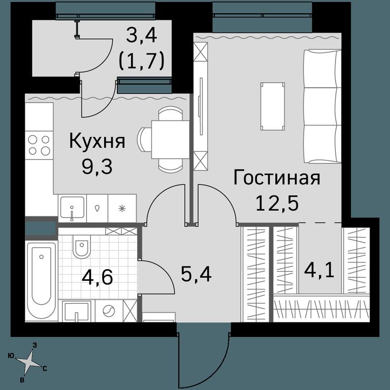 1-BD Apartment Sale, 37.6 sq. m. at Sky Garden, Stroitelny Drive, 9с6, Moscow, Russia #1 1-BD Apartment Sale, 37.6 sq. m. at Sky Garden, Stroitelny Drive, 9с6, Moscow, Russia #1
