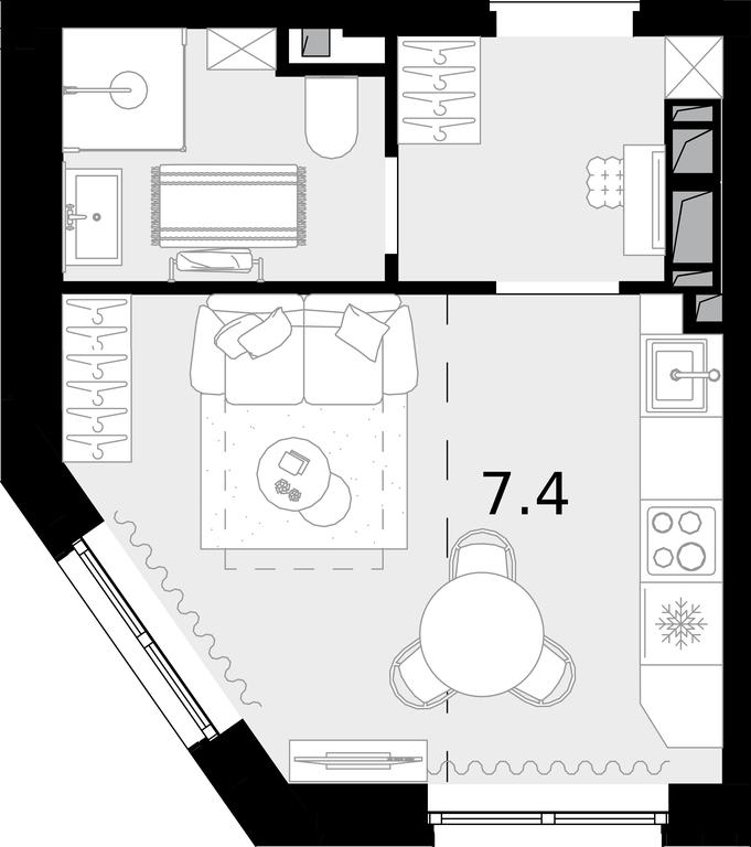 1-BD Apartment Sale, 23.5 sq. m. at Novaya Zvezda, Bachurinskaya ulitsa, 11, Settlement of Kommunarka, Moscow, Russia #1