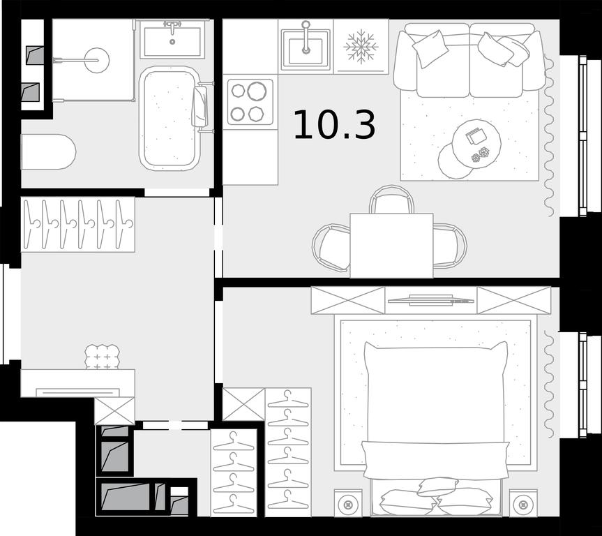 1-BD Apartment Sale, 28.8 sq. m. at Novaya Zvezda, Bachurinskaya ulitsa, 11, Settlement of Kommunarka, Moscow, Russia #1