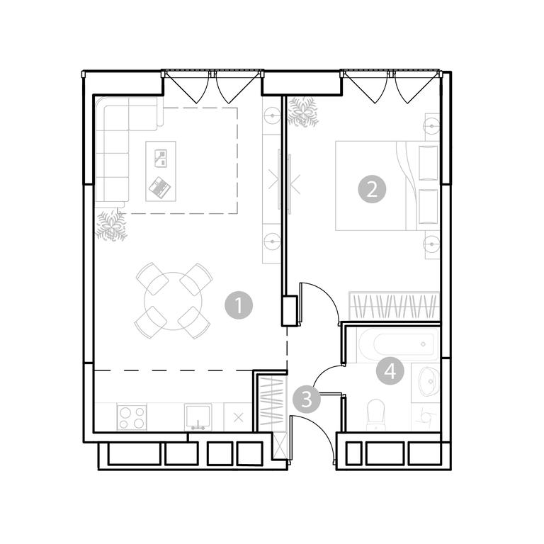 1-BD Apartment Sale, 48.66 sq. m. at EvoPark Sokolniki, Poteshnaya Street, Moscow, Russia #1
