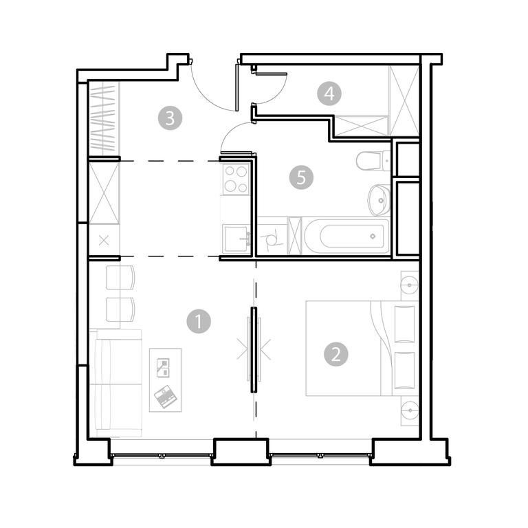 1-BD Apartment Sale, 42.69 sq. m. at EvoPark Sokolniki, Poteshnaya Street, Moscow, Russia #1