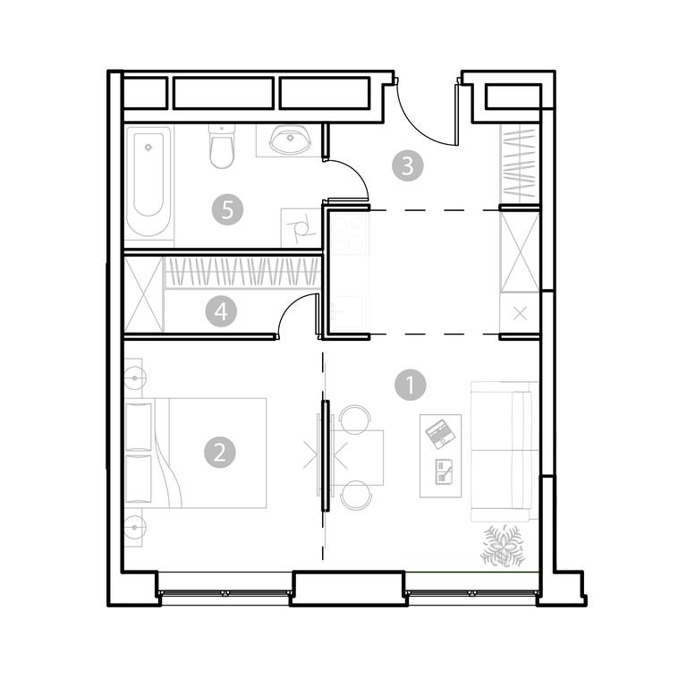 1-BD Apartment Sale, 40.44平方米 at EvoPark Sokolniki, Poteshnaya Street, Moscow, Russia #1