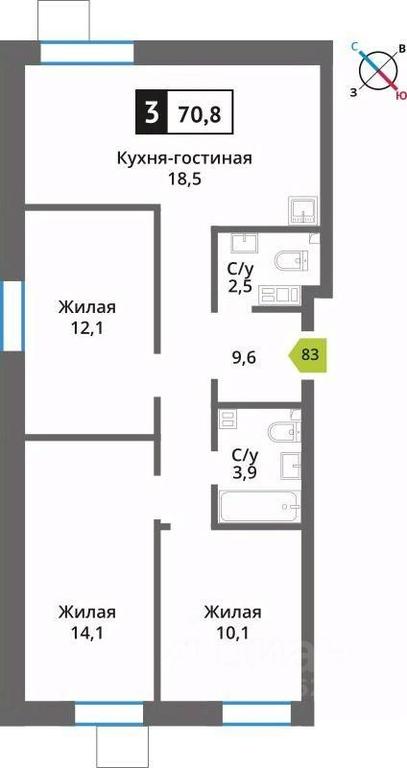 2-BD Apartment Sale, 70.8平方米 at Smart Kvartal Lesnaya Otrada, ulitsa Detstva, derevnya Aristovo, Krasnogorsk Urban District, Moscow Region, Russia #1 2-BD Apartment Sale, 70.8平方米 at Smart Kvartal Lesnaya Otrada, ulitsa Detstva, derevnya Aristovo, Krasnogorsk Urban District, Moscow Region, Russia #1