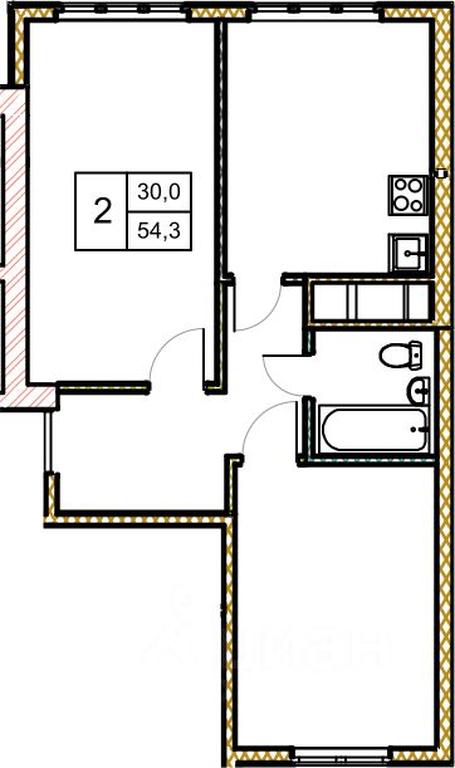 1-BD Apartment Sale, 54.8 sq. m. at Novoe Zamitino, Sadovaya ulitsa, derevnya Saburovo, Krasnogorsk Urban District, Moscow Region, Russia #1