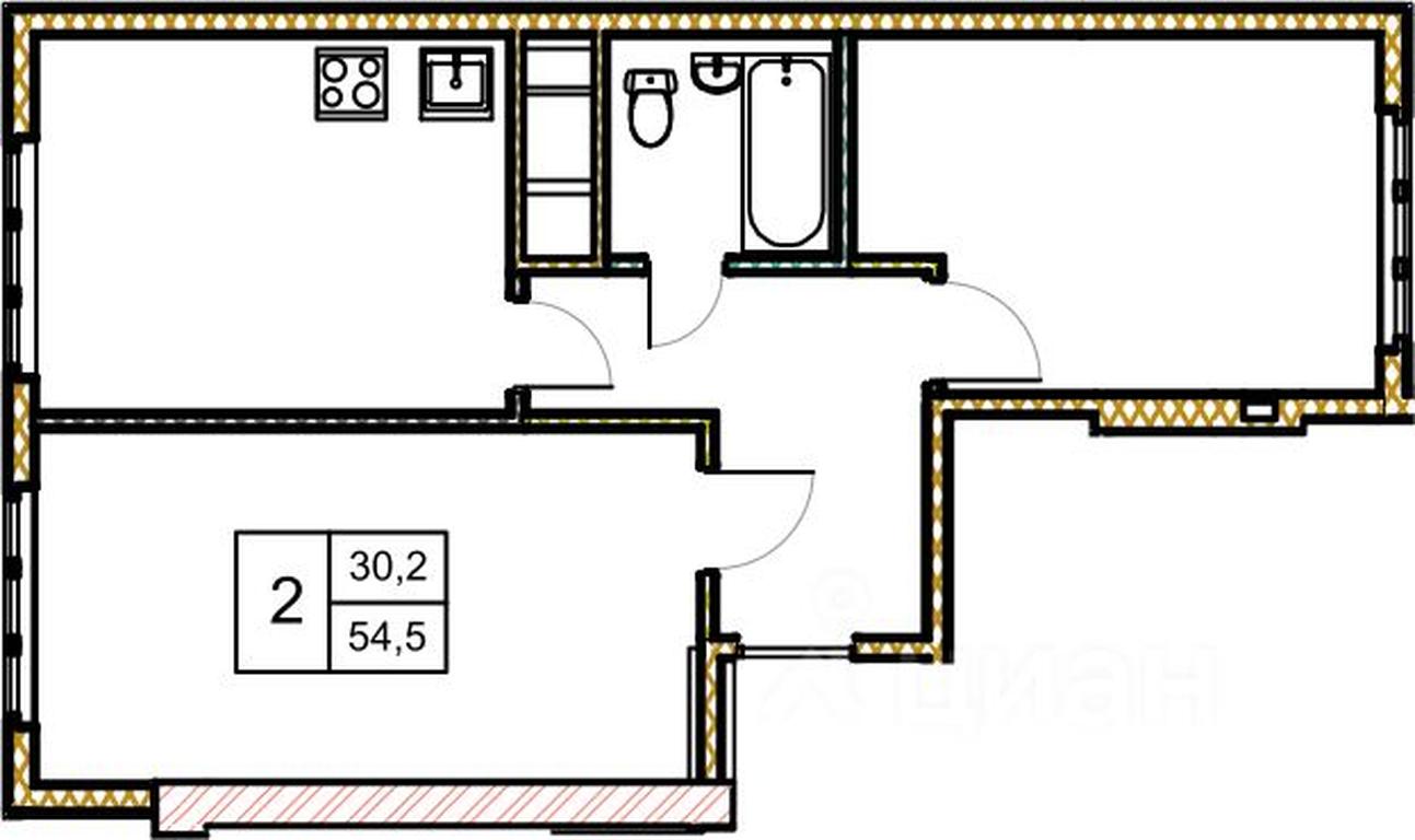1-BD Apartment Sale, 54.8 sq. m. at Novoe Zamitino, Sadovaya ulitsa, derevnya Saburovo, Krasnogorsk Urban District, Moscow Region, Russia #1