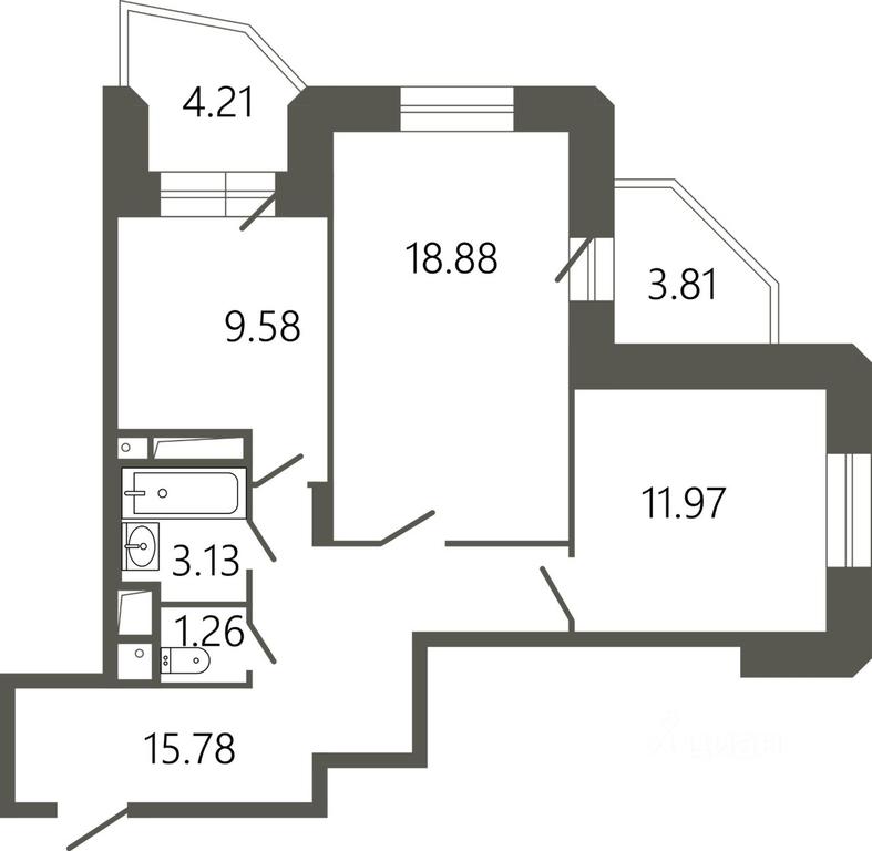 1-BD Apartment Sale, 64.62平方米 at Messier 18, Sovetskaya Street, mikrorayon Klimovsk, Podolsk, Moscow Region, Russia #1