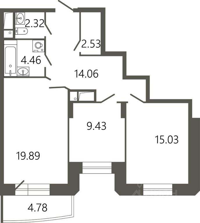 1-BD Apartment Sale, 69.15 sq. m. at Messier 18, Sovetskaya Street, mikrorayon Klimovsk, Podolsk, Moscow Region, Russia #1