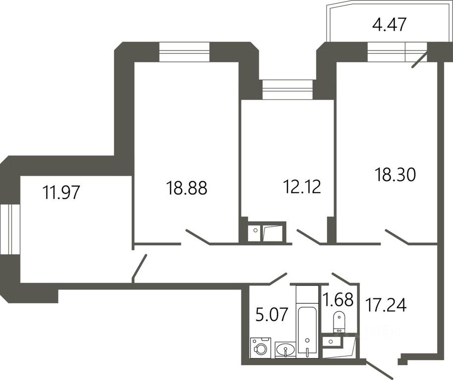 2-BD Apartment Sale, 86.6 sq. m. at Messier 18, Sovetskaya Street, mikrorayon Klimovsk, Podolsk, Moscow Region, Russia #1