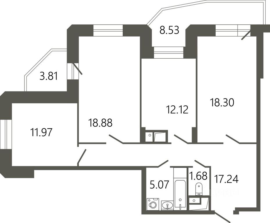2-BD Apartment Sale, 89.73平方米 at Messier 18, Sovetskaya Street, mikrorayon Klimovsk, Podolsk, Moscow Region, Russia #1