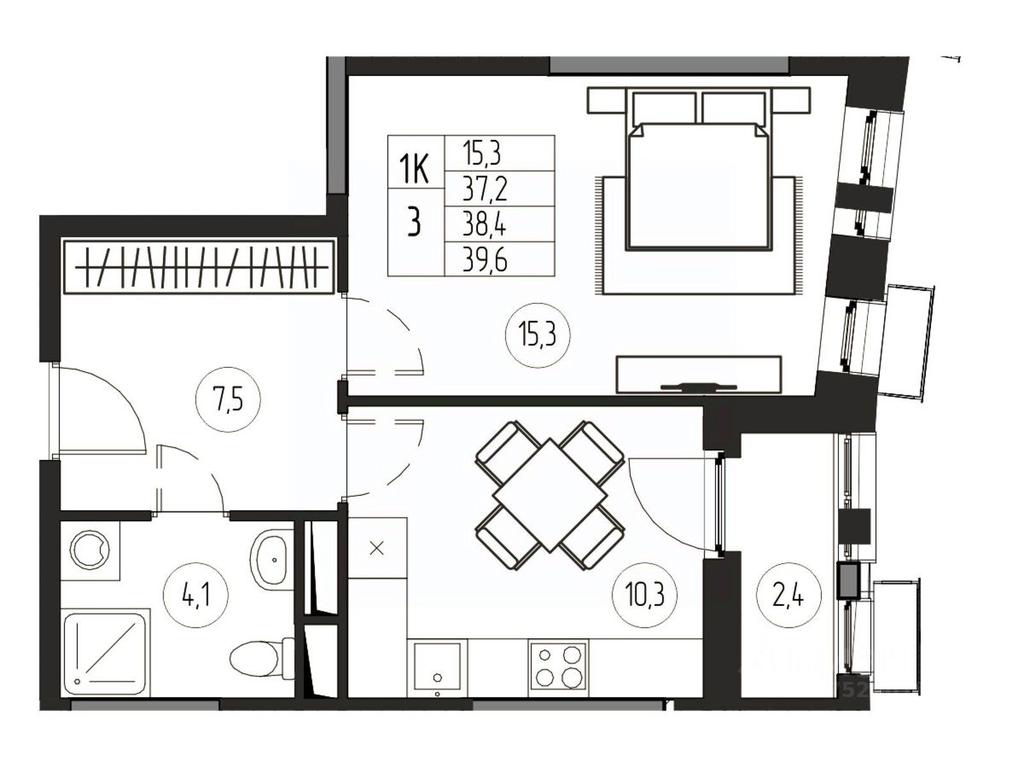 Apartment Sale, 38.4平方米 at Premium, ulitsa Turgeneva, Pushkino, Moscow Region, Russia #1