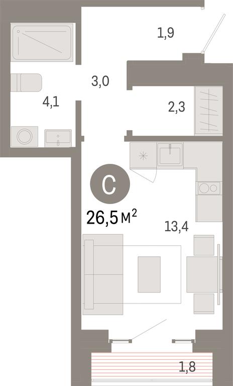 Apartment Sale, 26.5 sq. m. at Kvartal Metronom, Tagilskaya Street, Moscow, Russia #1