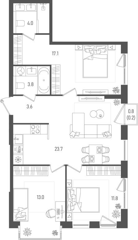 3-BD Apartment Sale, 77.2平方米 at Pave, 2nd Paveletsky Drive, Moscow, Russia #1 3-BD Apartment Sale, 77.2平方米 at Pave, 2nd Paveletsky Drive, Moscow, Russia #1