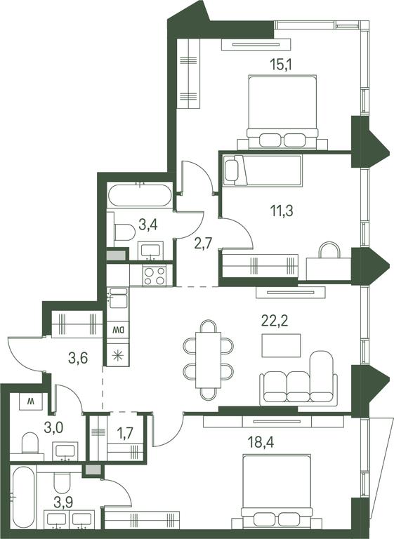 3-BD Apartment Sale, 85.3平方米 at Moments, Volokolamskoye Highway, 28, Moscow, Russia #1 3-BD Apartment Sale, 85.3平方米 at Moments, Volokolamskoye Highway, 28, Moscow, Russia #1